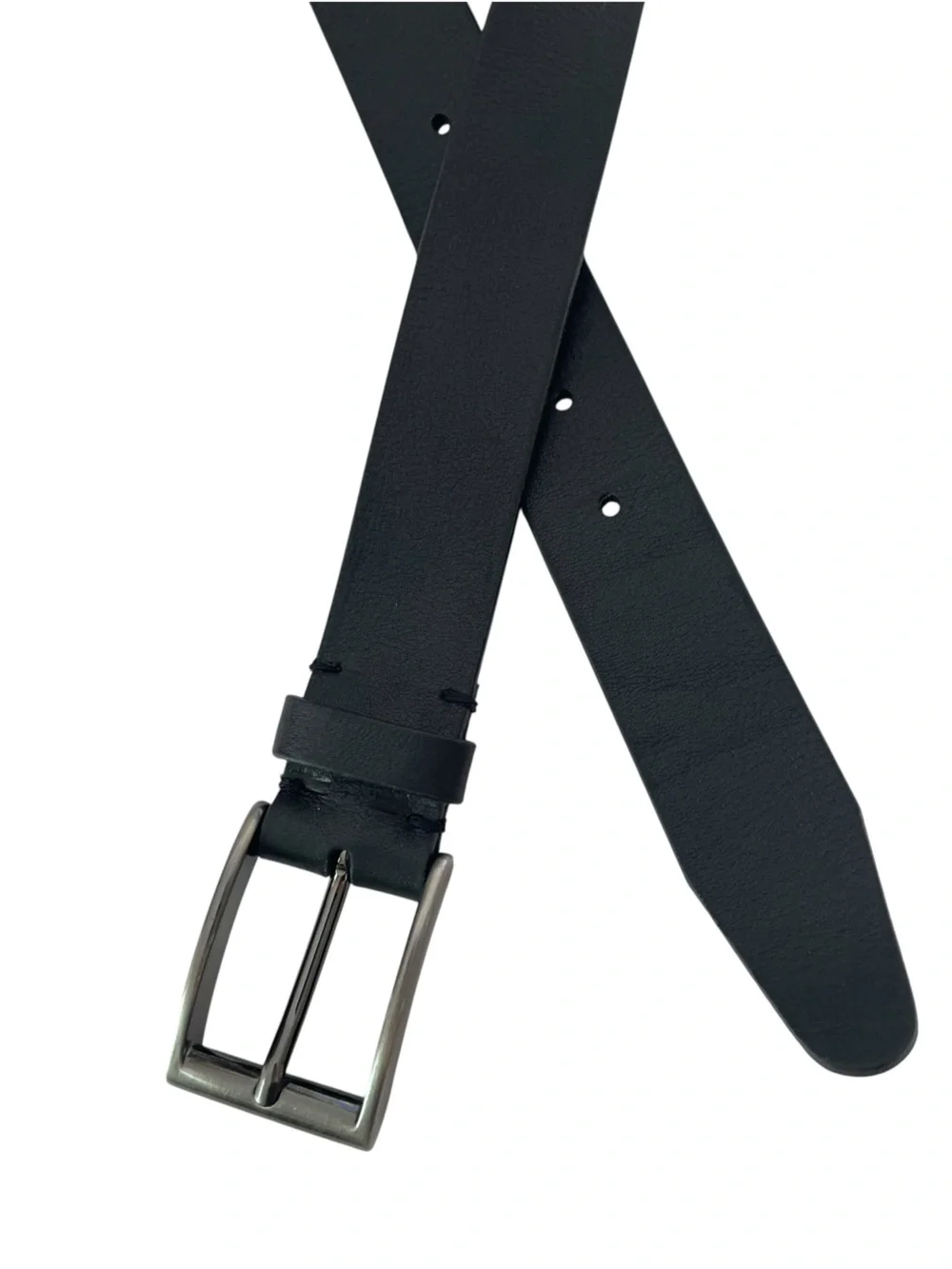 Horween Leather Belt By Johnston & Murphy USA Italy Black Silver Sz 32 Limited